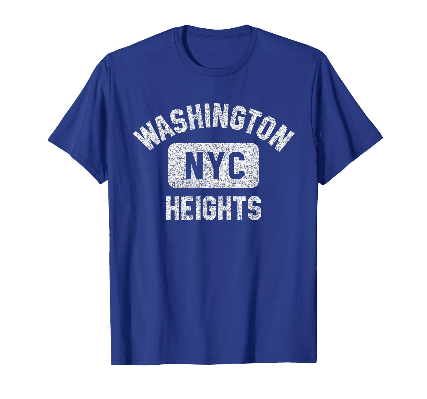 Washington Heights NYC Gym Style Distressed White Print T-Shirt