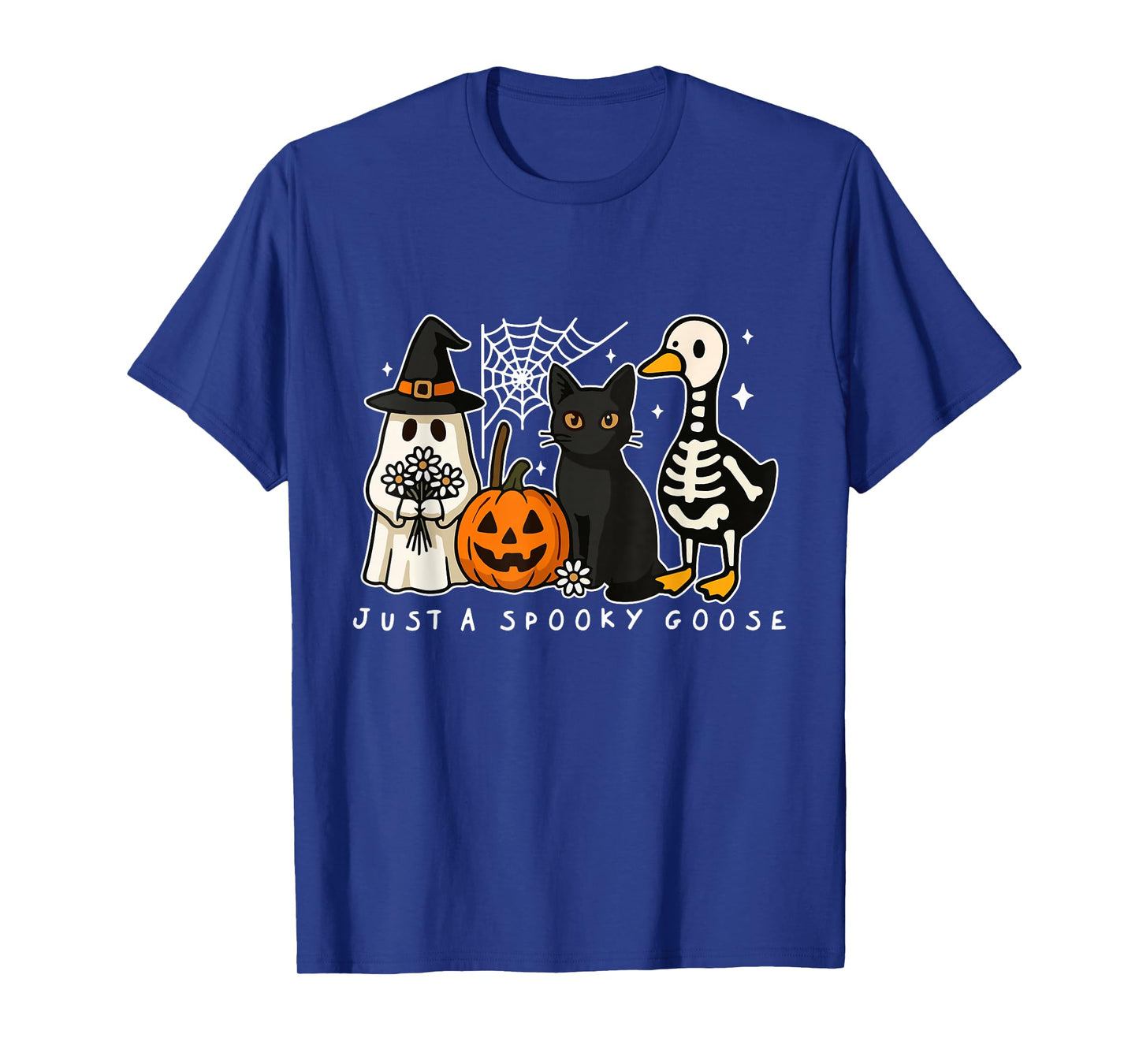 Just A Spooky Goose Halloween Silly Goose Black Cat Spooky T-Shirt