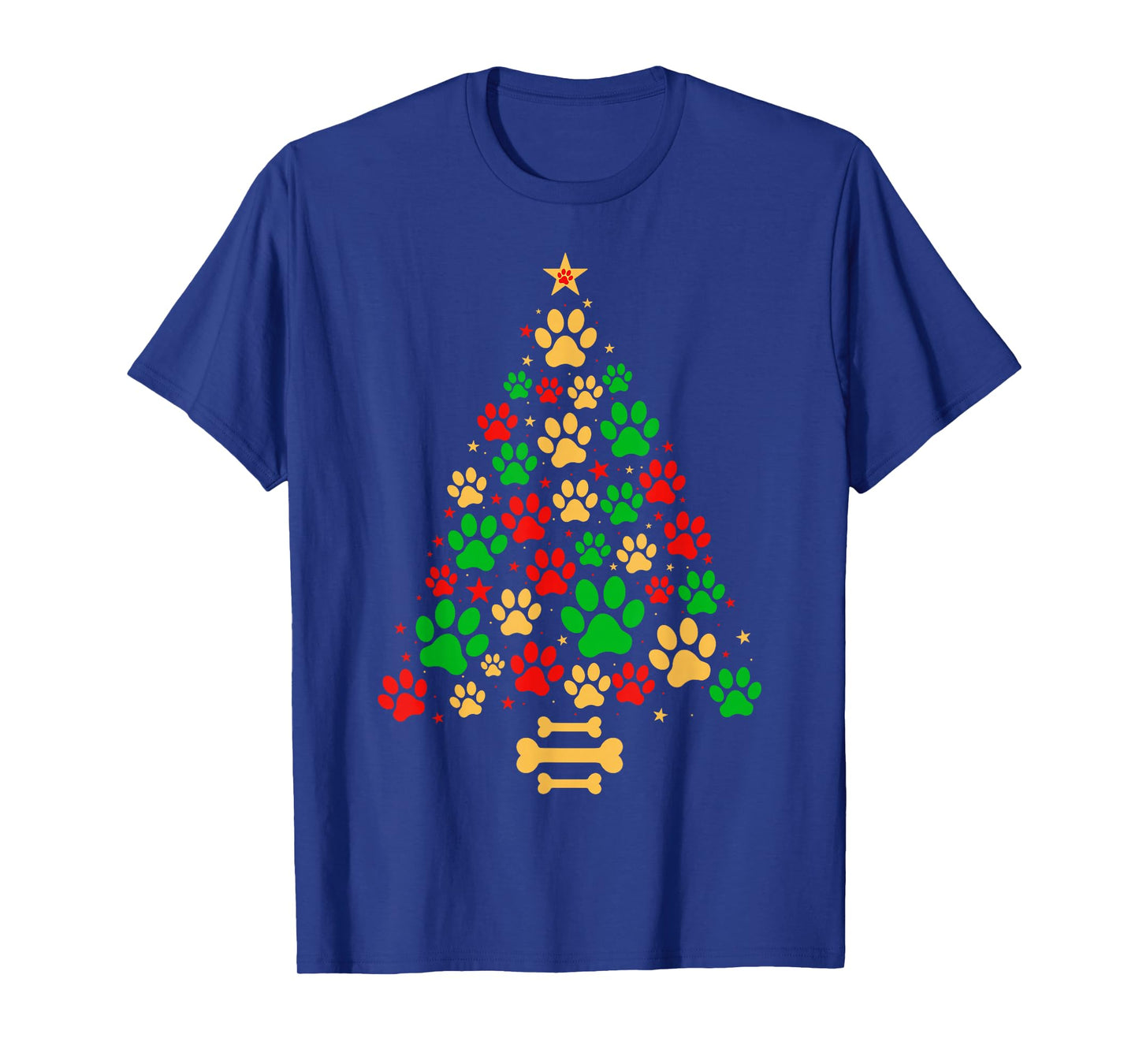 Cat Dog Paw Xmas Pajamas Funny Dog Cat Lover Christmas Tree T-Shirt