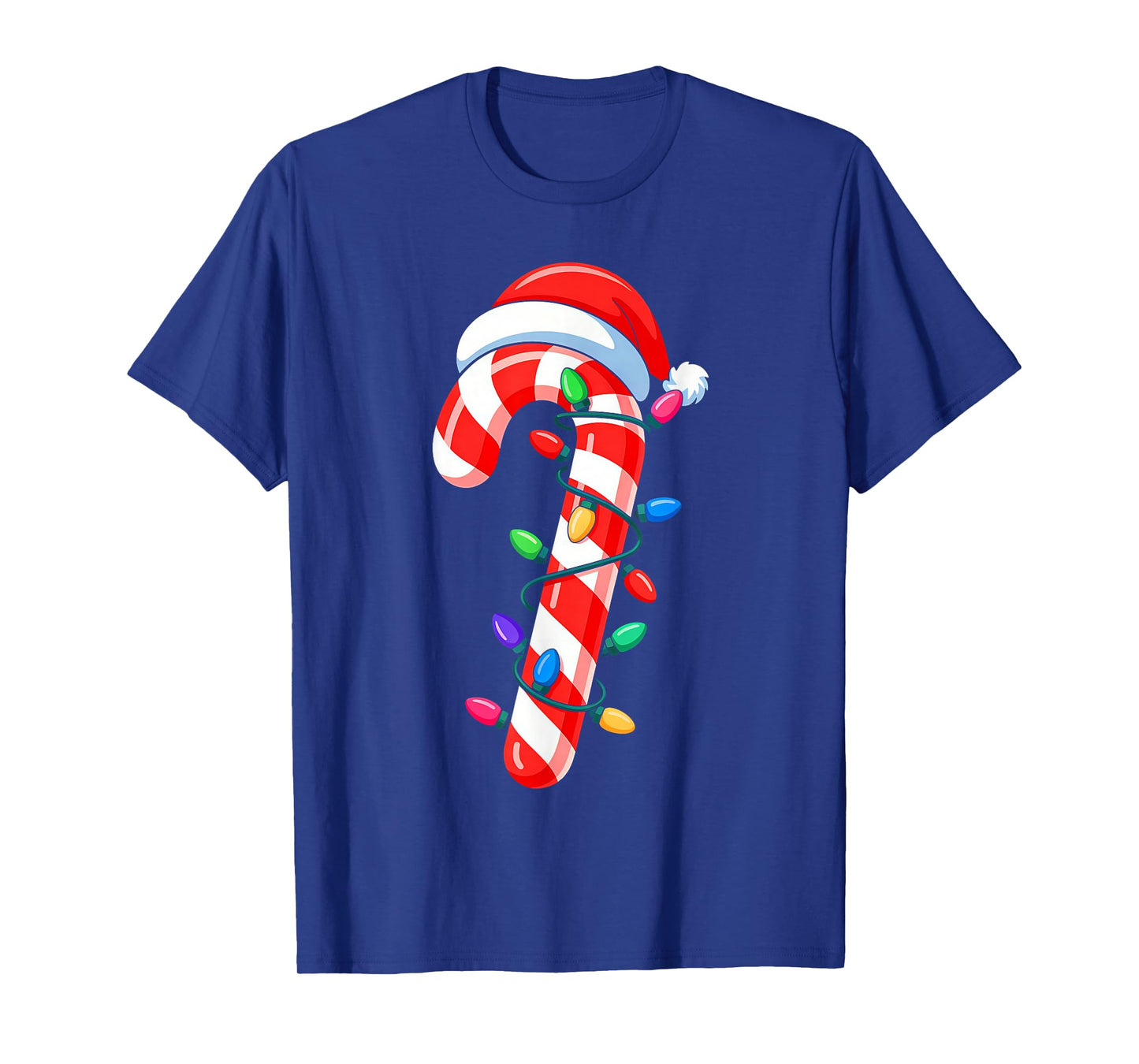 Candy Cane Christmas Lights Santa Hat Family Xmas Pajamas T-Shirt