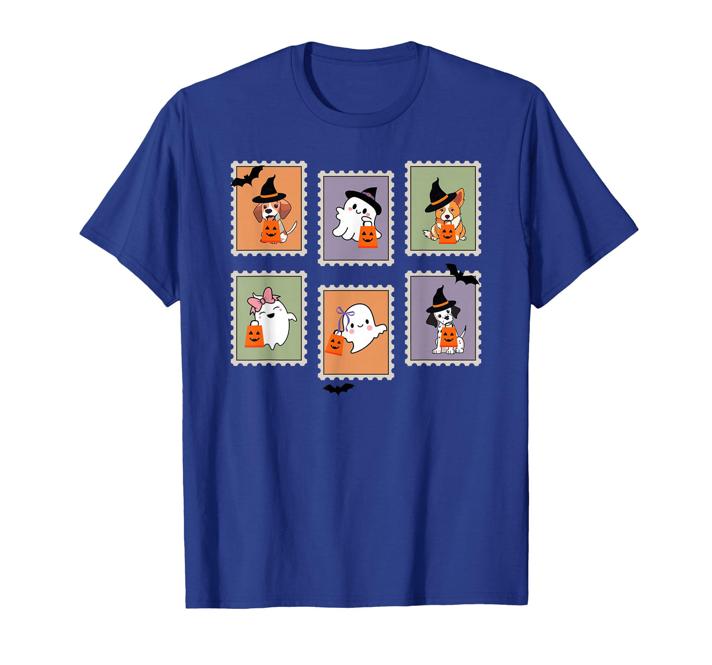 Halloween Postage Stamp Ghosts, Dogs and Bats T-Shirt