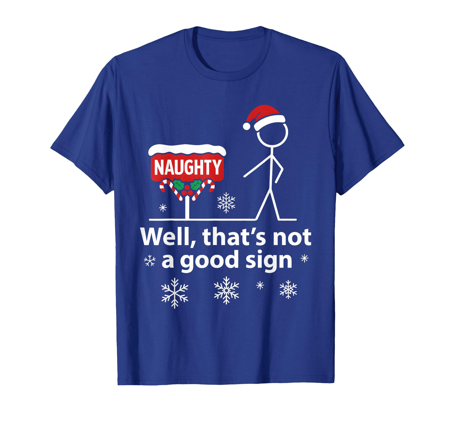 Funny Figure Stick Naughty Holiday Snow Artwork T-Shirt