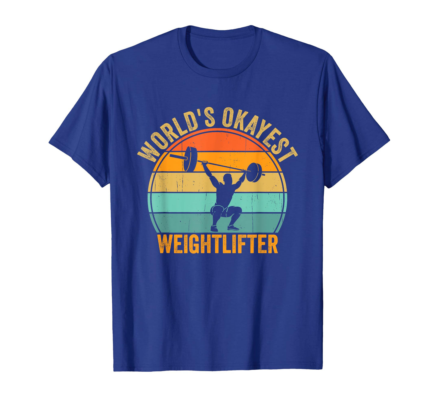Funny World's Okayest Weightlifter Retro Gym Workout Humor T-Shirt