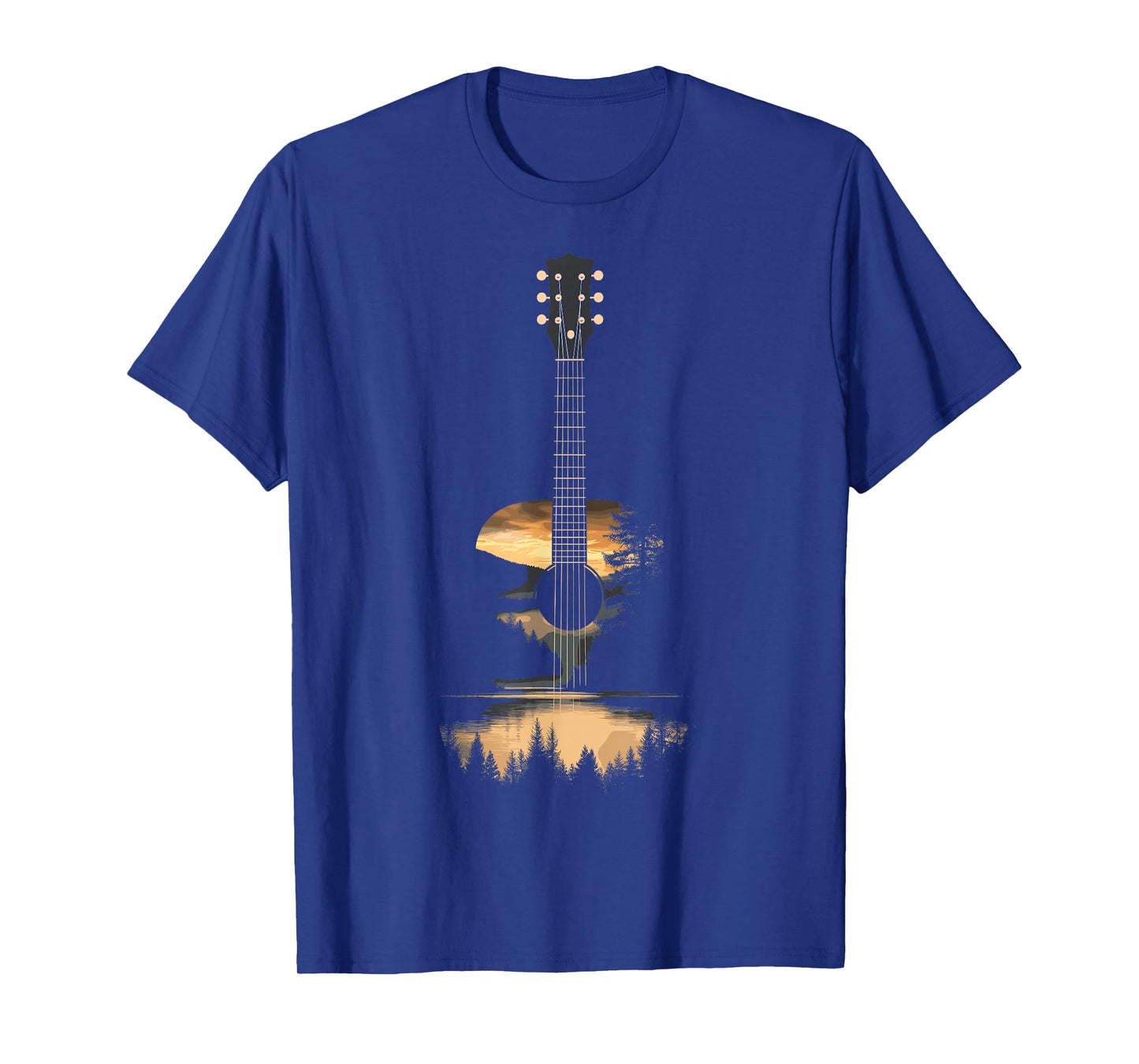 Sunset Acoustic Guitar Scenic Nature Art T-Shirt