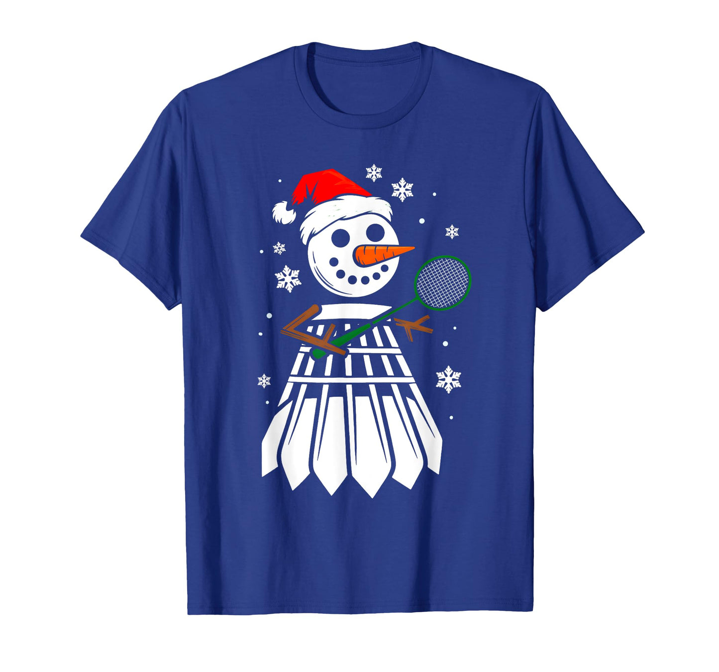 Badminton Santa Hat Snowman Xmas Funny Badminton Christmas T-Shirt