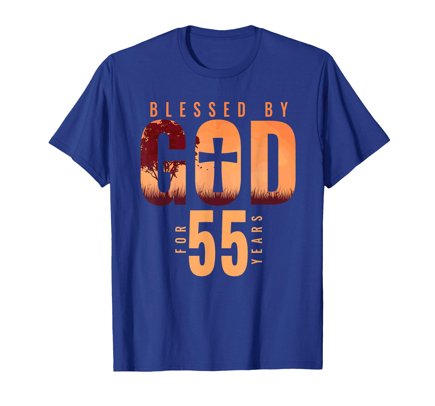 Blessed By God For 55 Years 55th Birthday Religious Theme T-Shirt