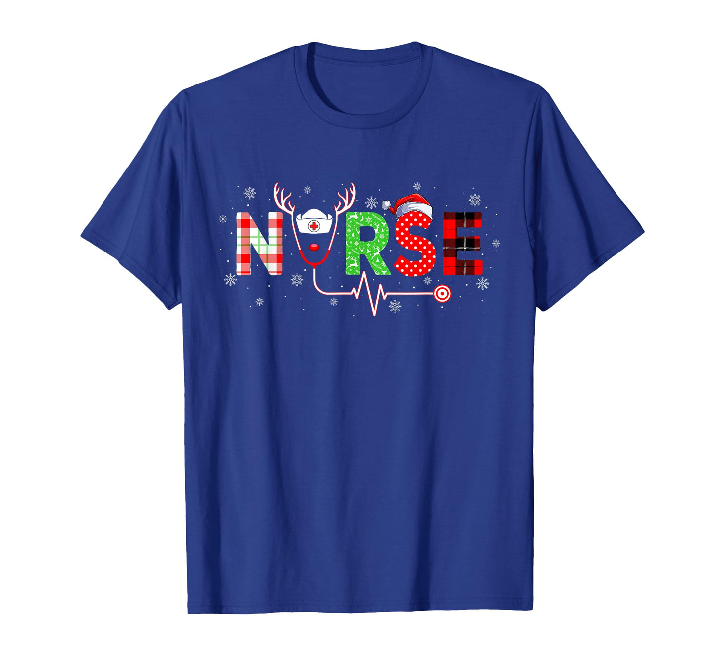 Nurse Christmas Pajama Reindeer Santa Stethoscope Nurse Xmas T-Shirt