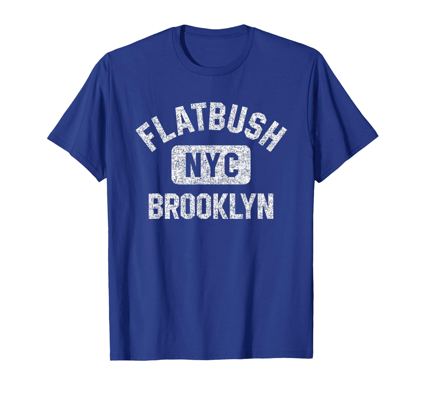 Flatbush Brooklyn NYC Gym Style Distressed White Print T-Shirt