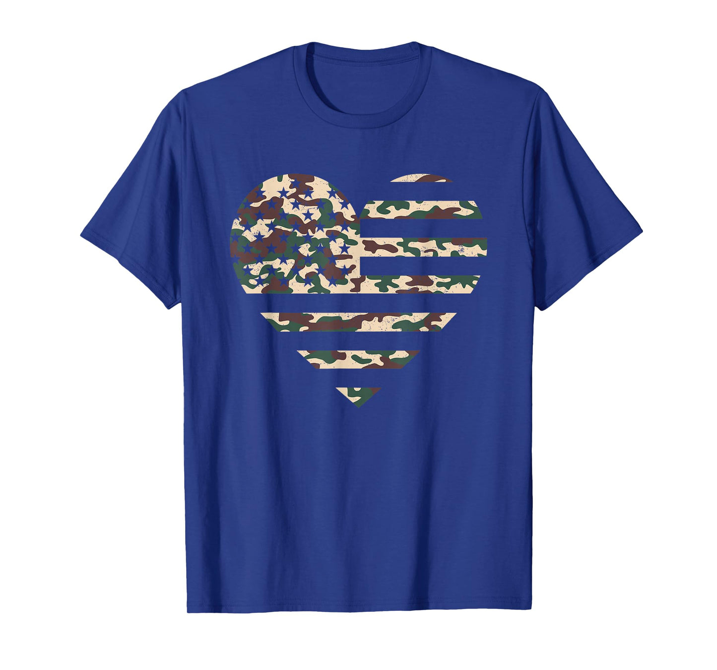 Camo American Flag Heart Camouflage Patriotic Veterans Day T-Shirt