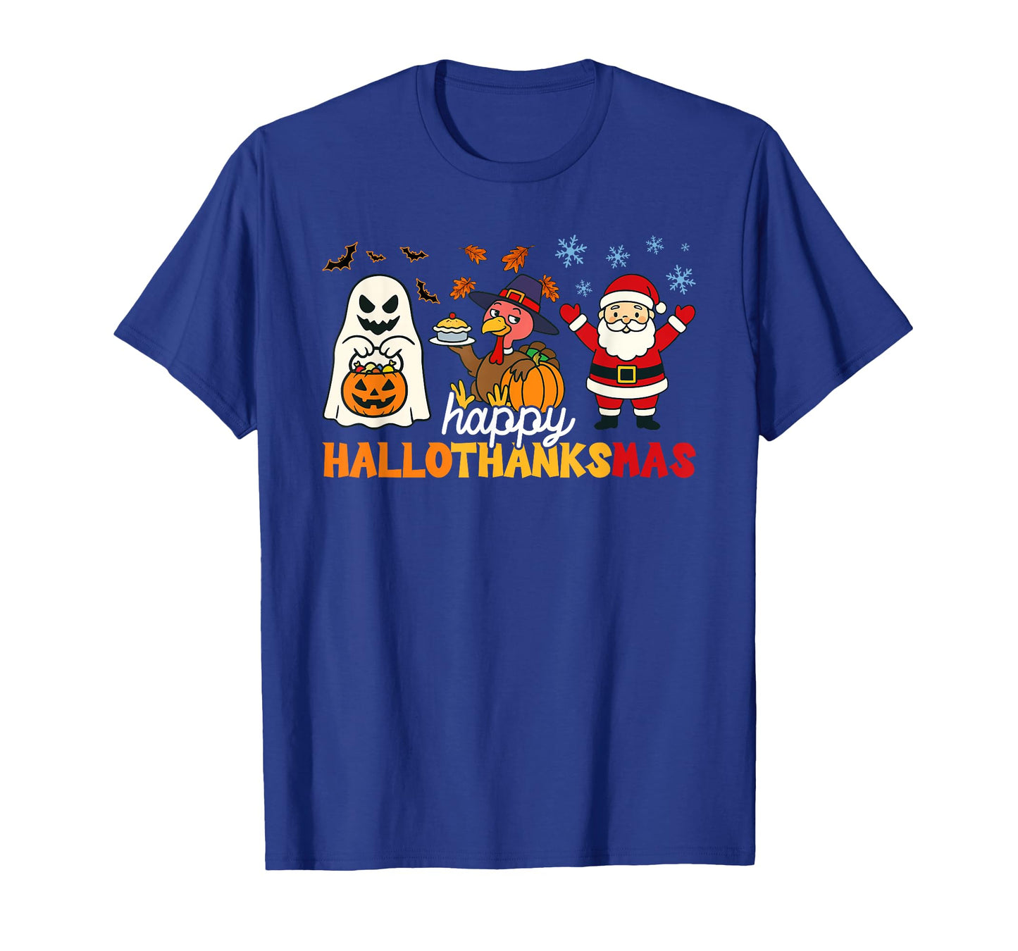 Happy Hallothanksmas Ghost Turkey Pumpkin Christmas Santa T-Shirt