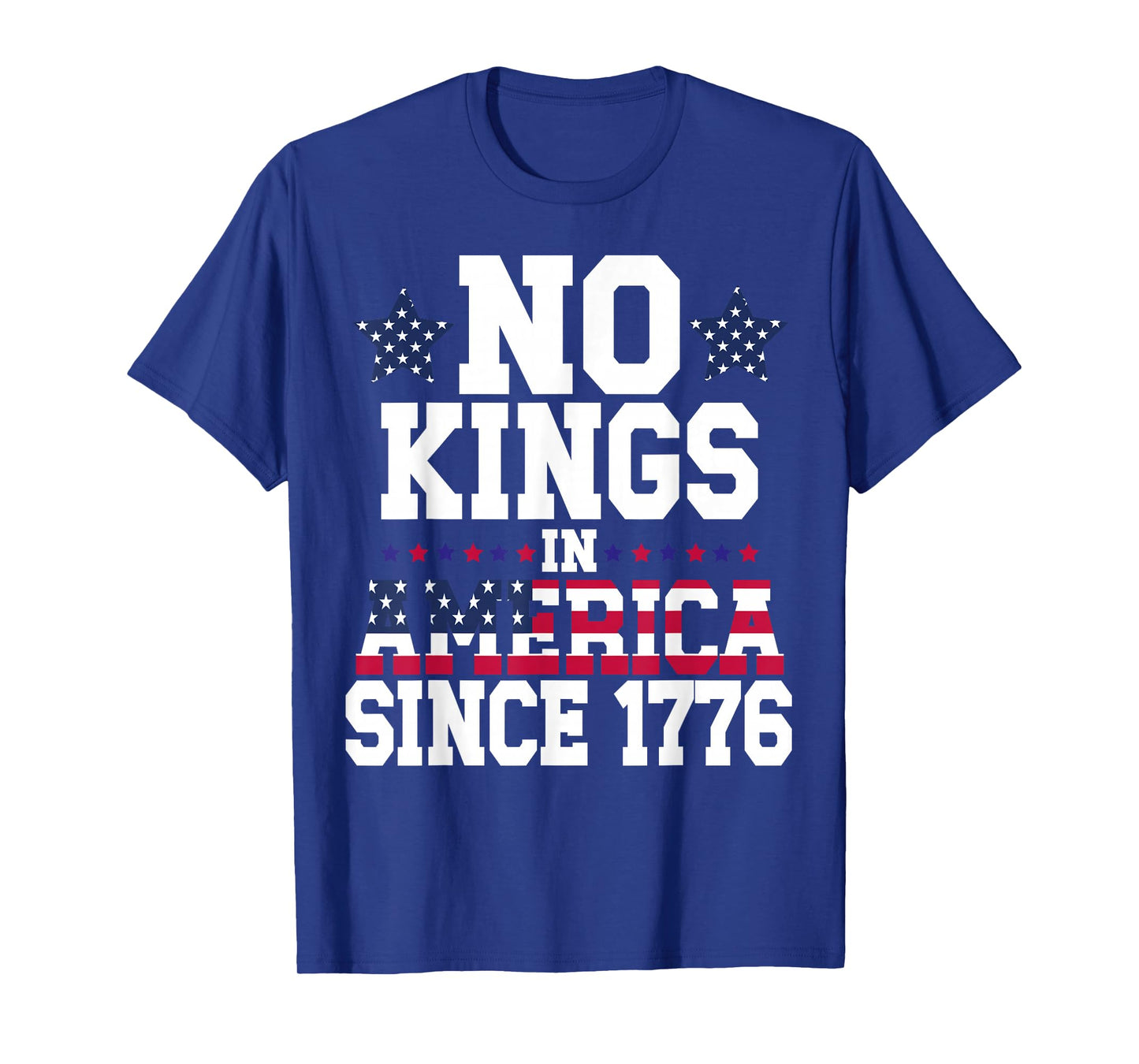 No Kings in America Since 1776 Distressed USA Flag Vintage T-Shirt