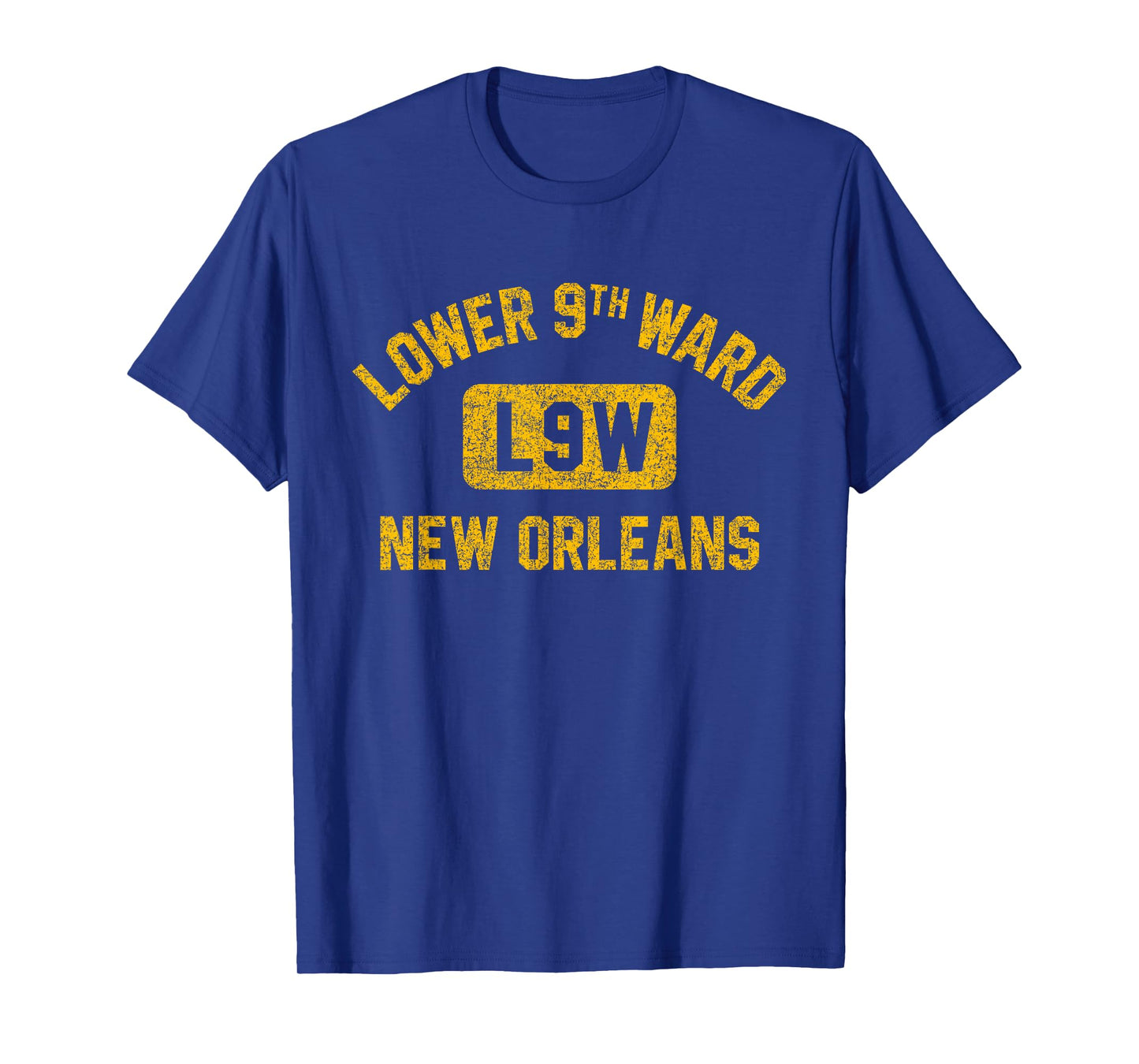Lower 9th Ward New Orleans Gym Style Distressed Amber Print T-Shirt