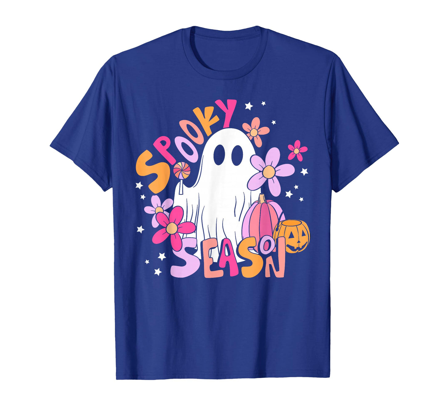 Spooky Season Happy Halloween Retro Ghost Spooky Women Girls T-Shirt