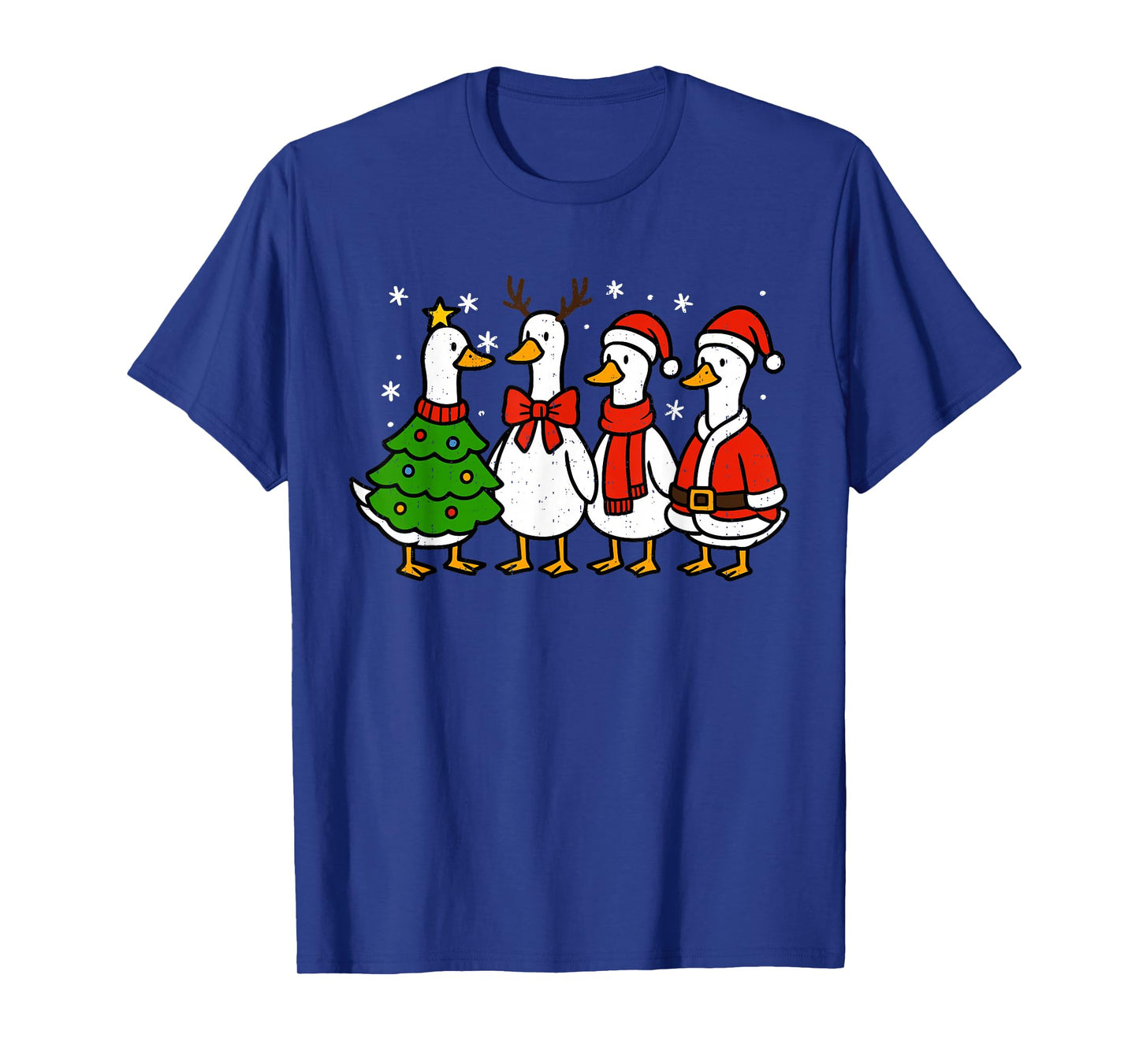 Funny Christmas Santa Goose Silly Merry Goosemas Xmas Lights T-Shirt