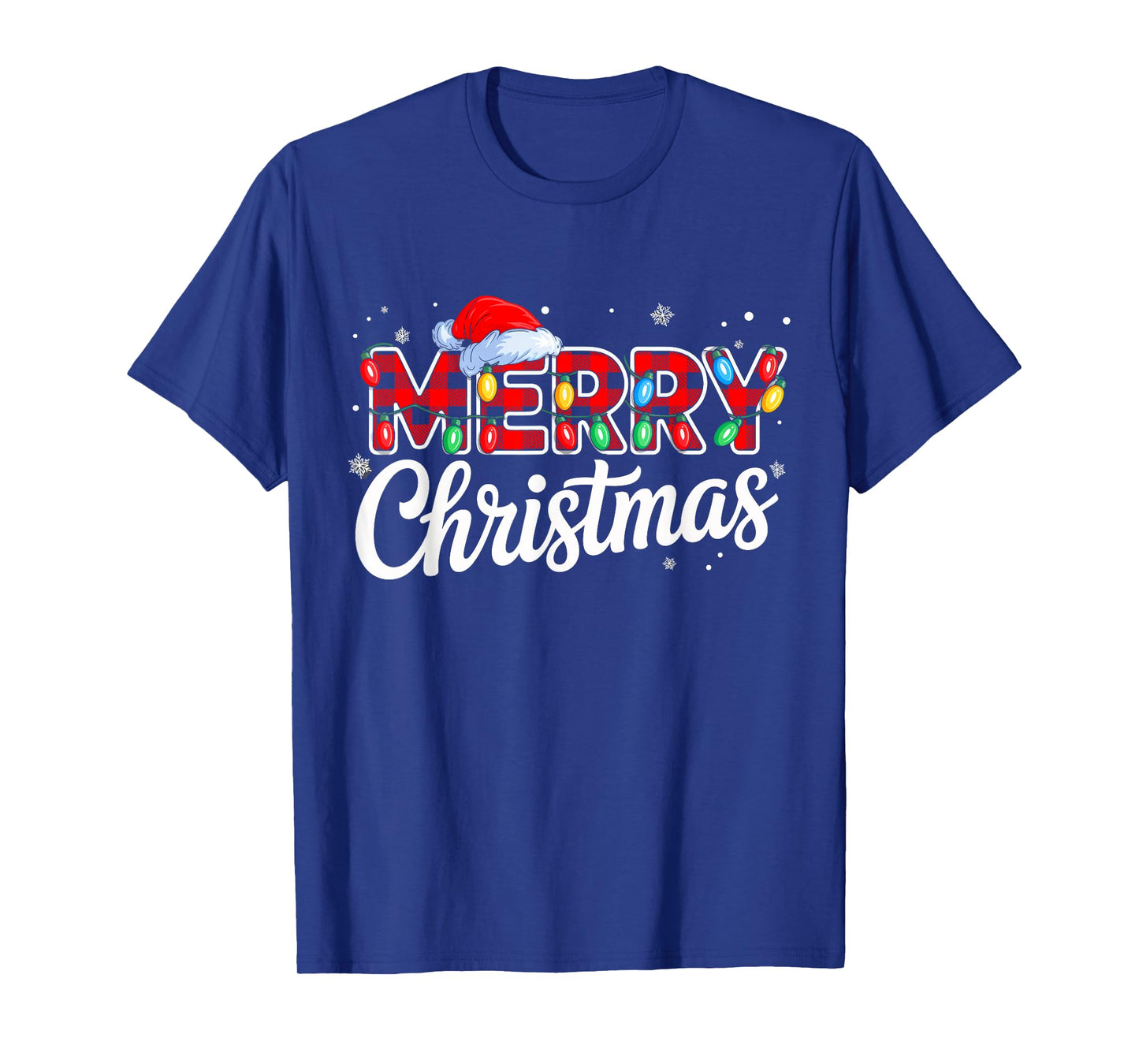 Merry Christmas Buffalo Plaid Red Santa Family Xmas Pajamas T-Shirt