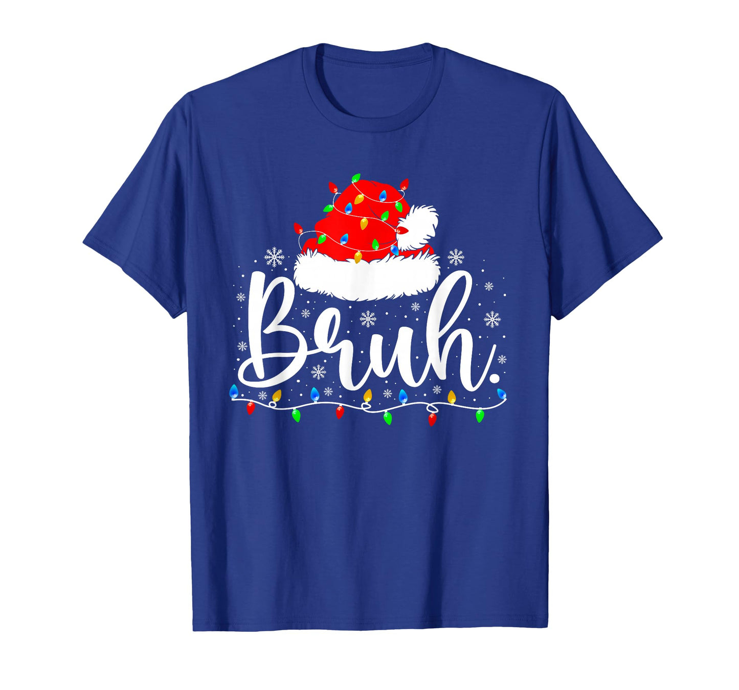 Bruh Funny Christmas Santa Hat Teens Kids Xmas Pajamas T-Shirt