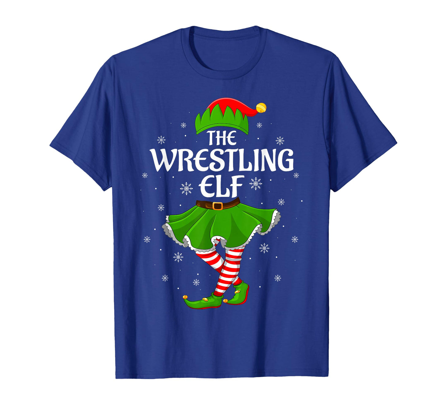 Wrestling Elf Christmas Family Girls Women Elf Squad Xmas T-Shirt