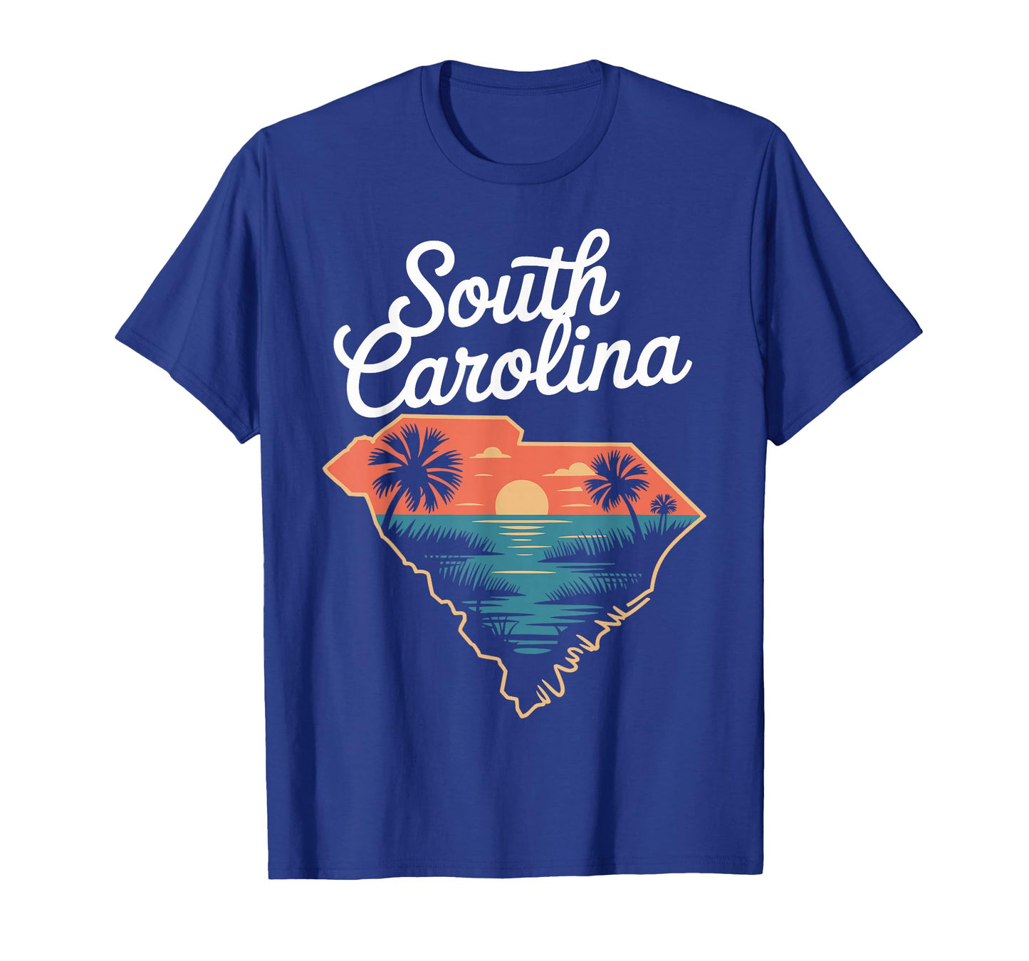 South Carolina Beach Sunset Palm Trees Retro T-Shirt