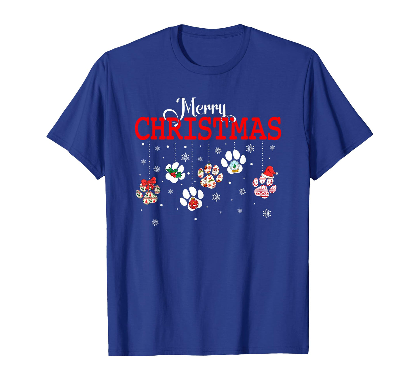 Dog Paw Merry Christmas Pajamas Puppy Dog Lover Christmas T-Shirt