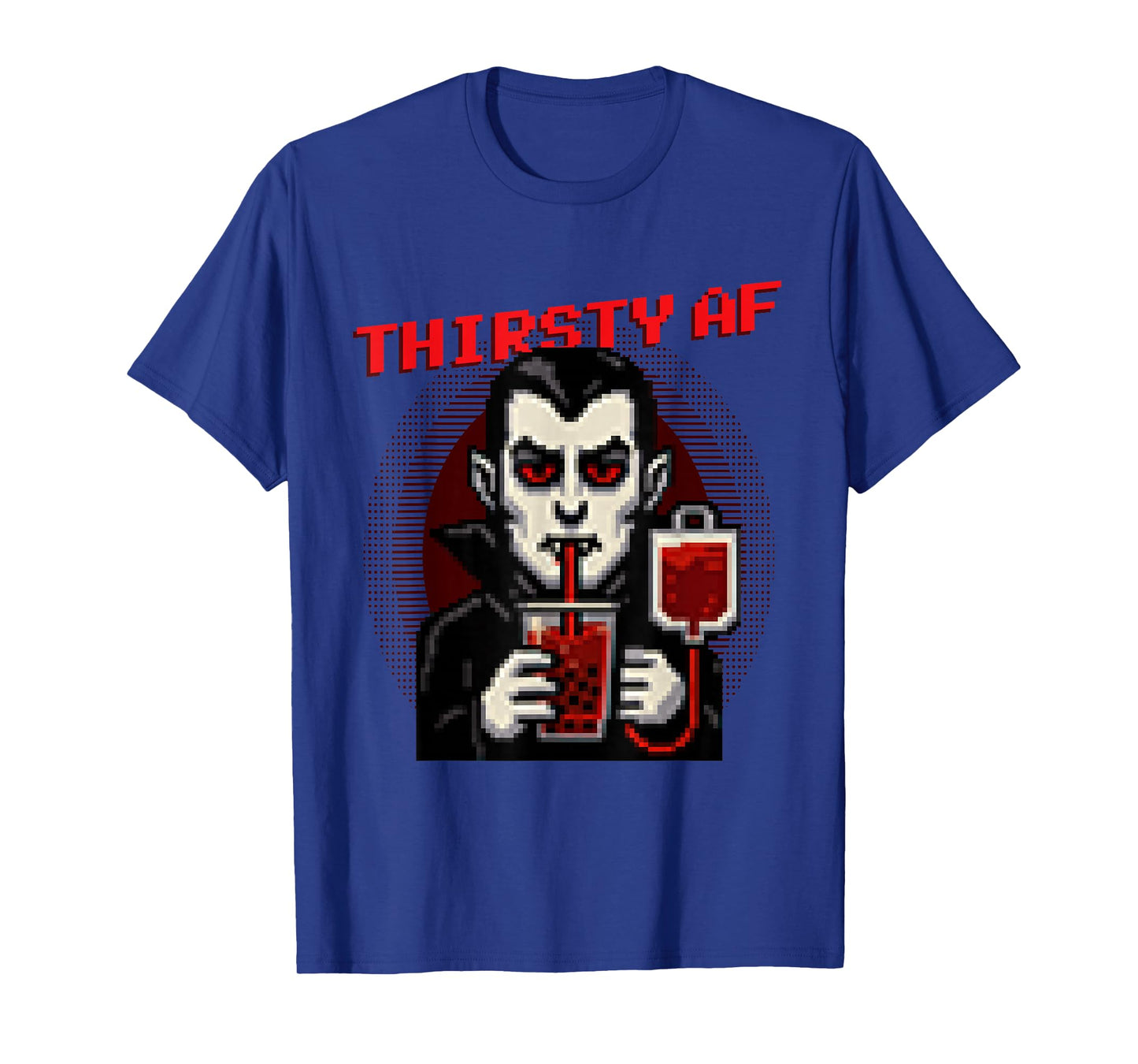 Thirsty AF Funny Pixel Art Vampire Halloween T-Shirt