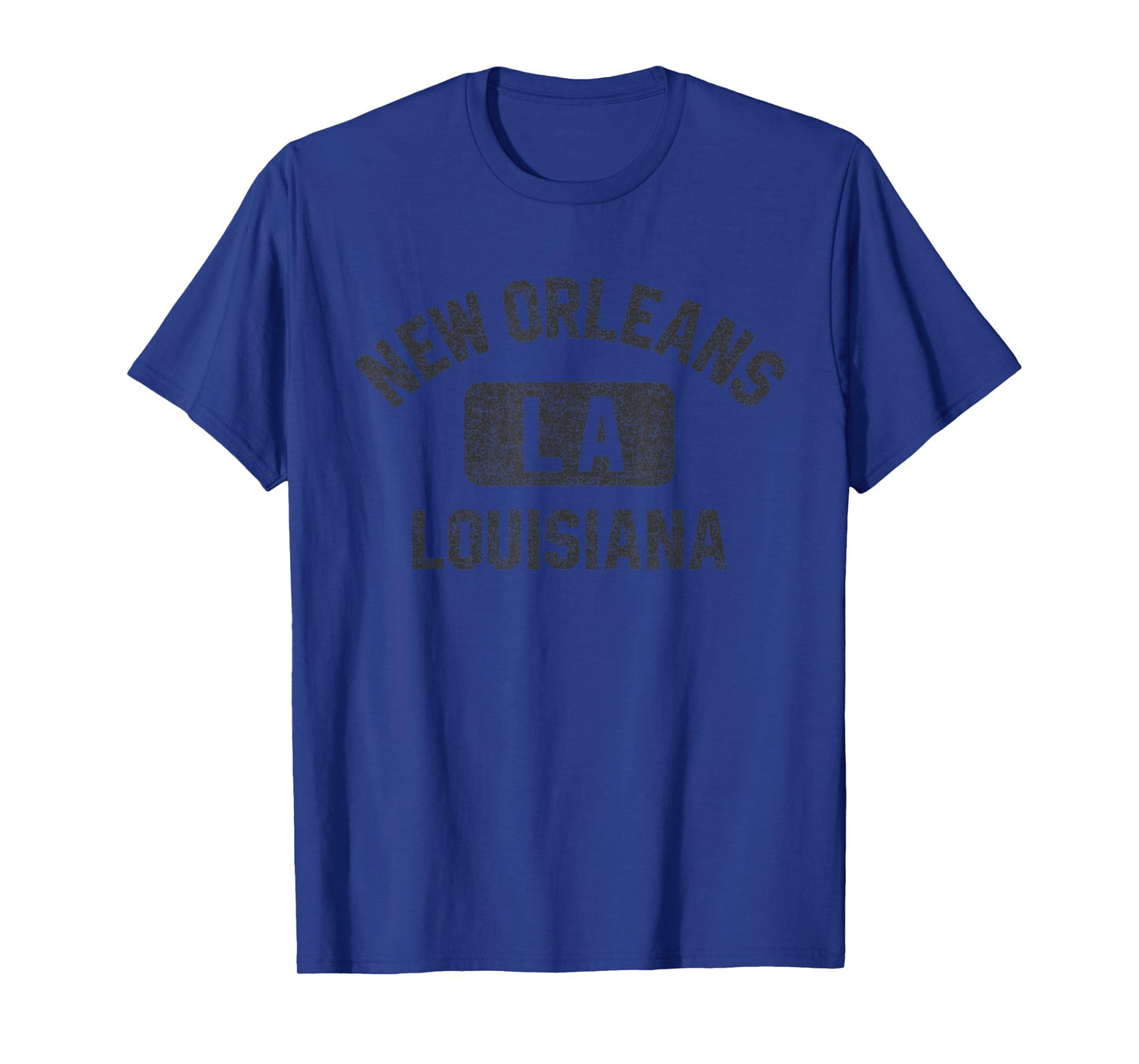 New Orleans Louisiana Gym Style Distressed Black Print T-Shirt
