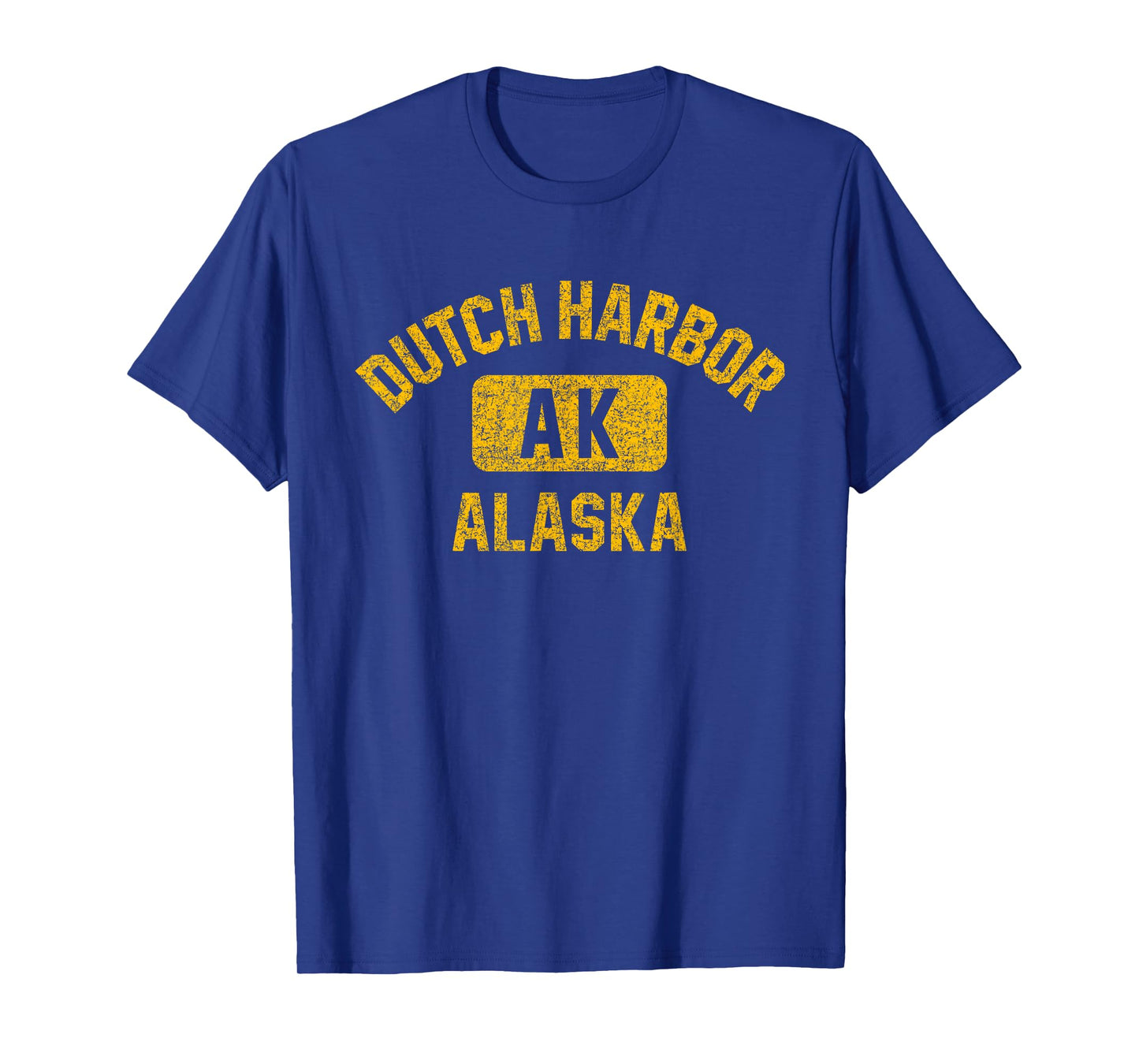 Dutch Harbor Alaska Gym Style Distressed Amber Print T-Shirt