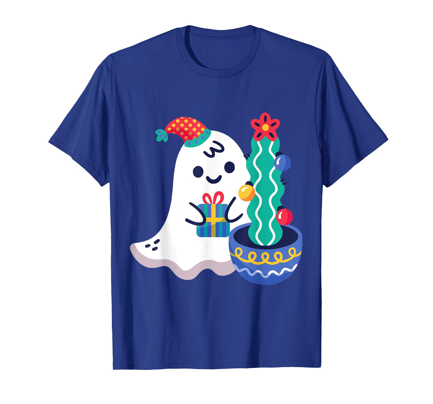 Ugly Christmas Ghost Xmas Cactus Santa Claus Cute Gothic T-Shirt