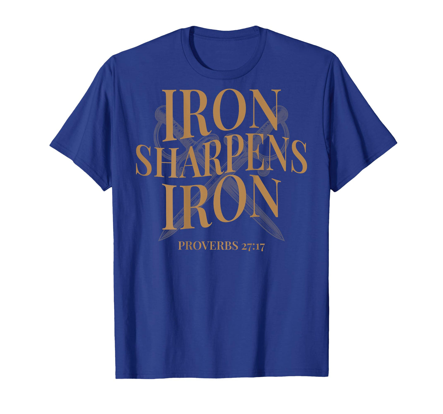 (ON BACK) Iron Sharpens Iron Bible Verses Christian Gym Mens T-Shirt