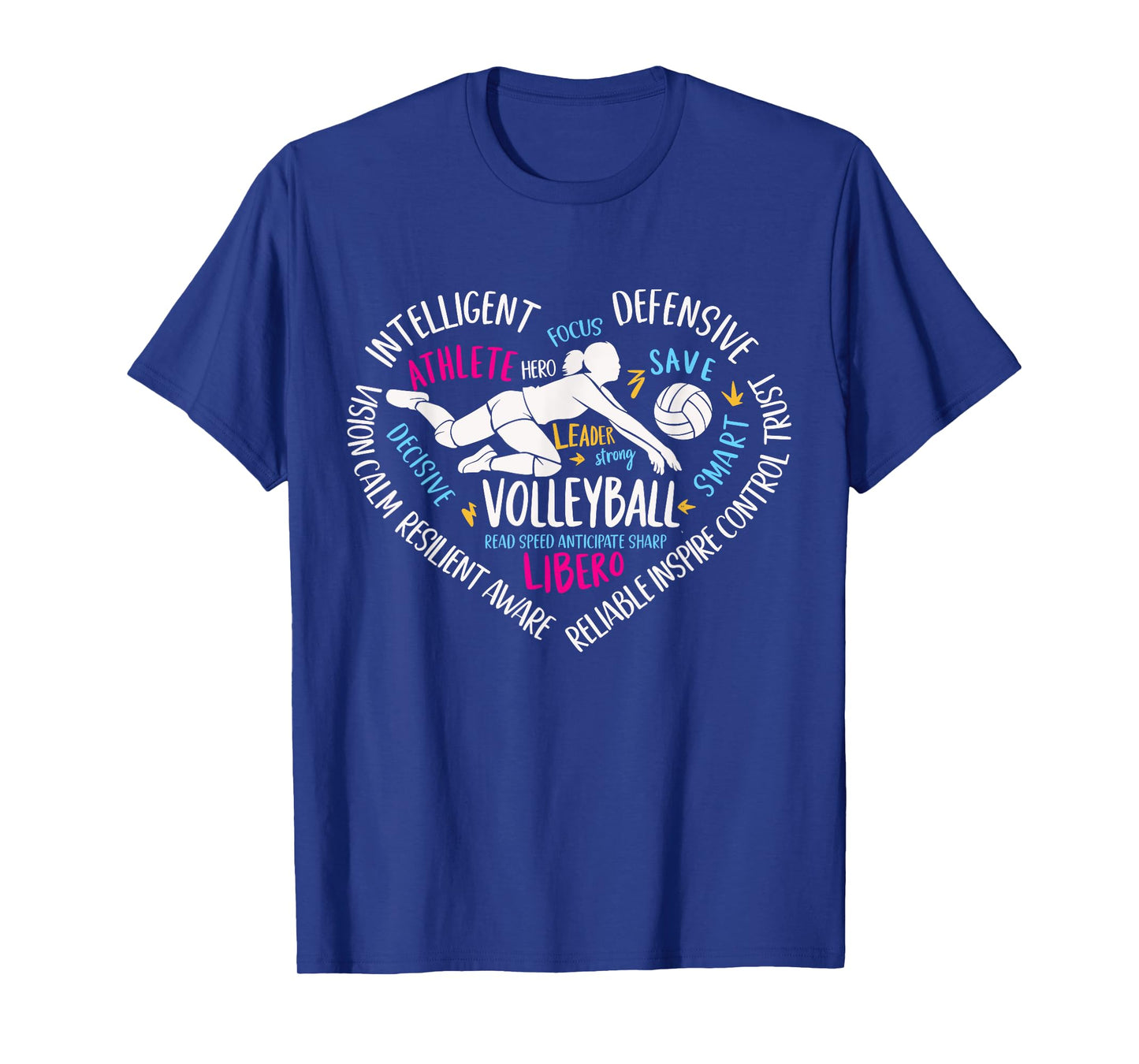 Girls Volleyball Libero Heart Volley for Teens Women T-Shirt