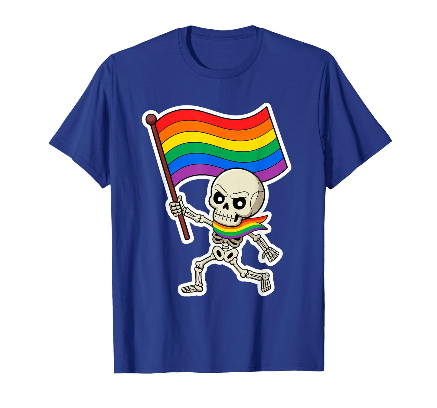 Skeleton LGBT-Q Pride Flag Lazy Halloween Costume Gay Ally T-Shirt