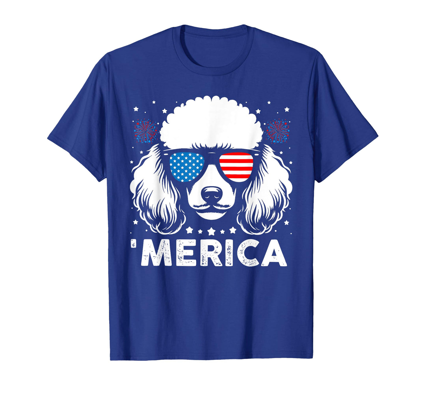 Vintage Poodle Dog Merica Patriotic USA Flag 4th Of July T-Shirt