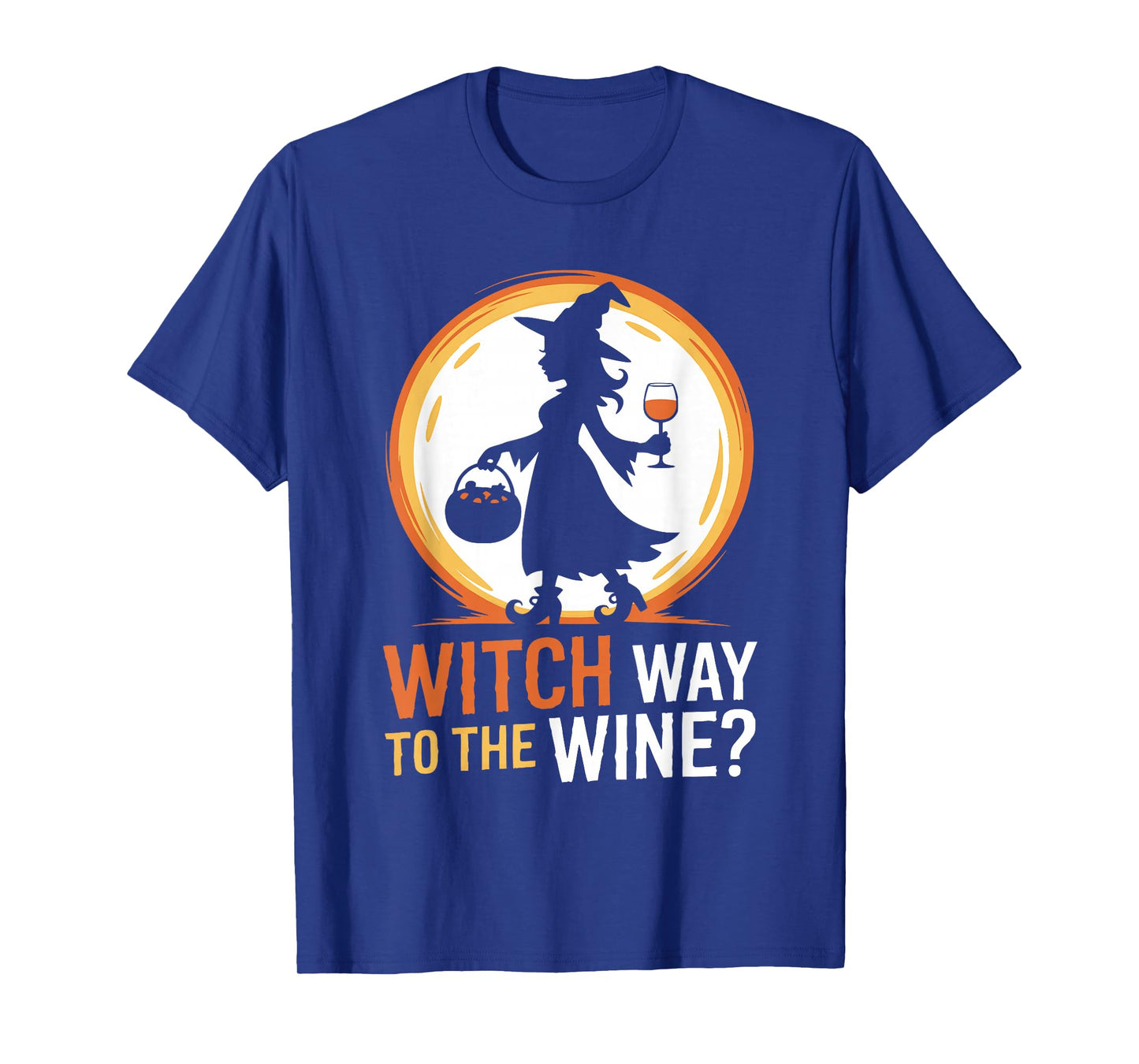 Funny Halloween Witch Way to The Wine Joke Ladies Women T-Shirt