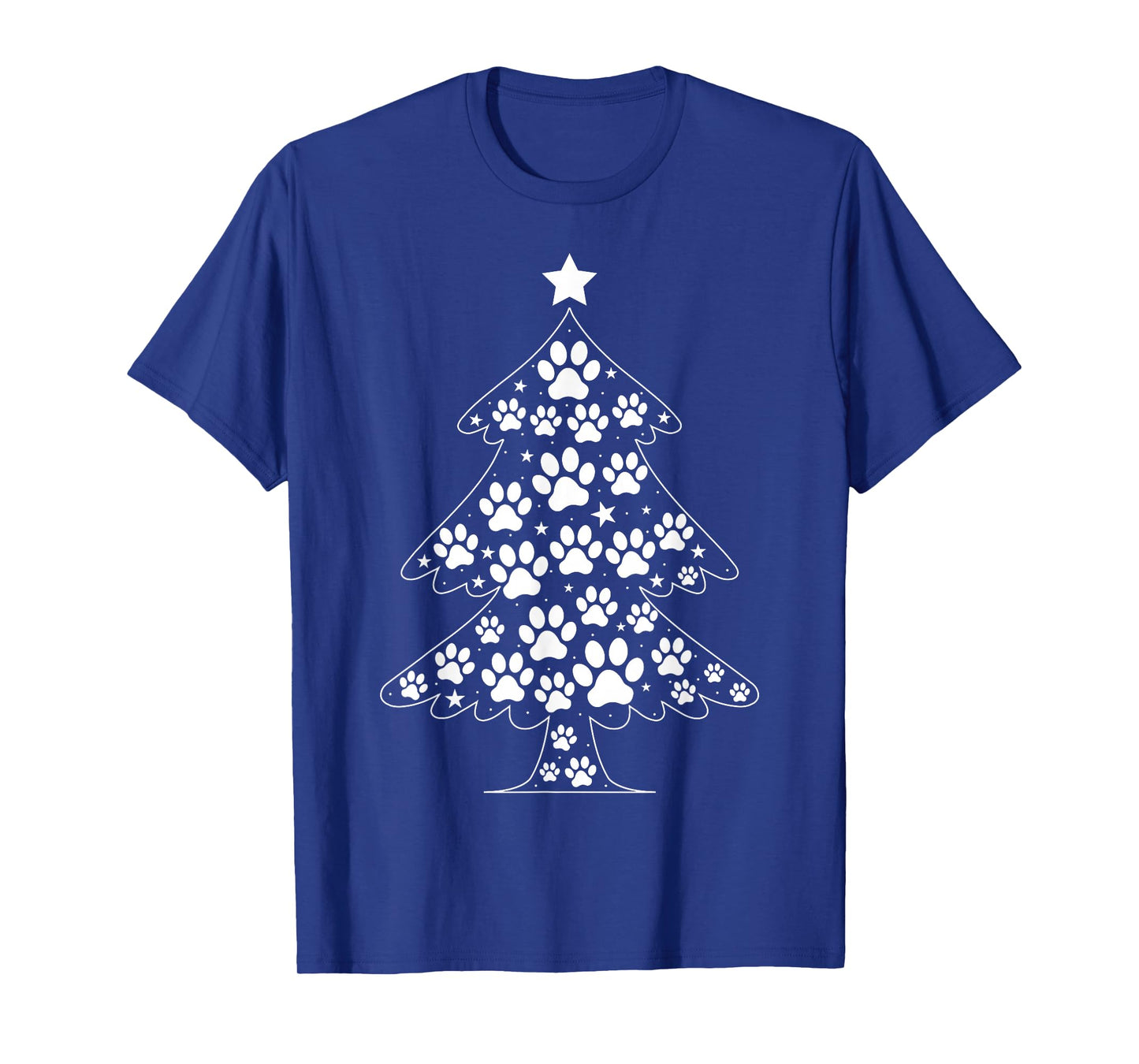 Cat Dog Paw Christmas Tree Funny Puppy Dog Cat Lover Xmas T-Shirt