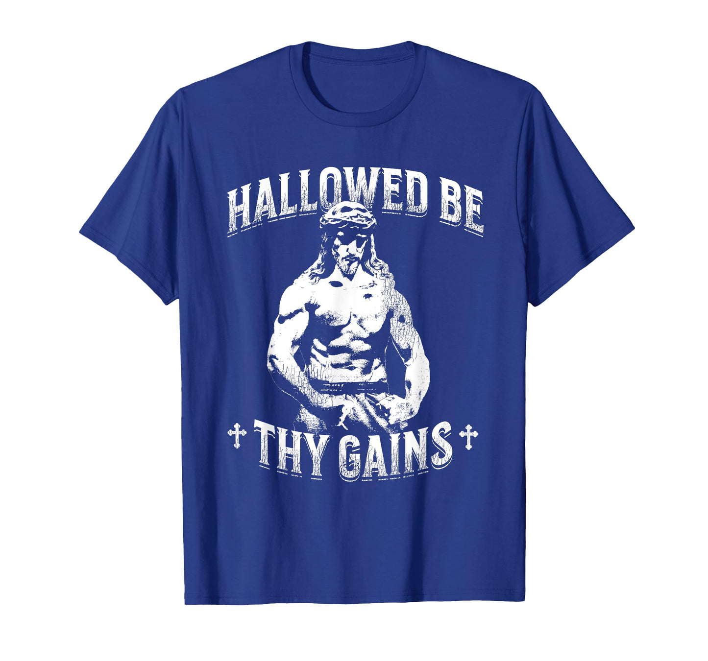 Funny Hallowed Be Thy Gains Fitness Vintage Jesus T-Shirt