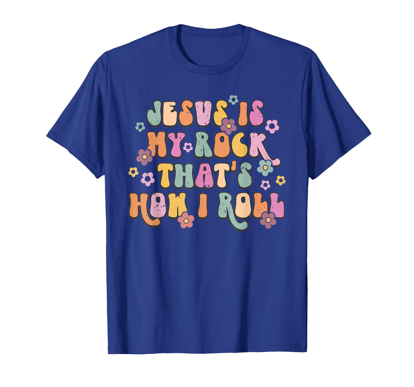 Leopard Jesus Is My Rock And That Is How I Roll Retro Groovy T-Shirt