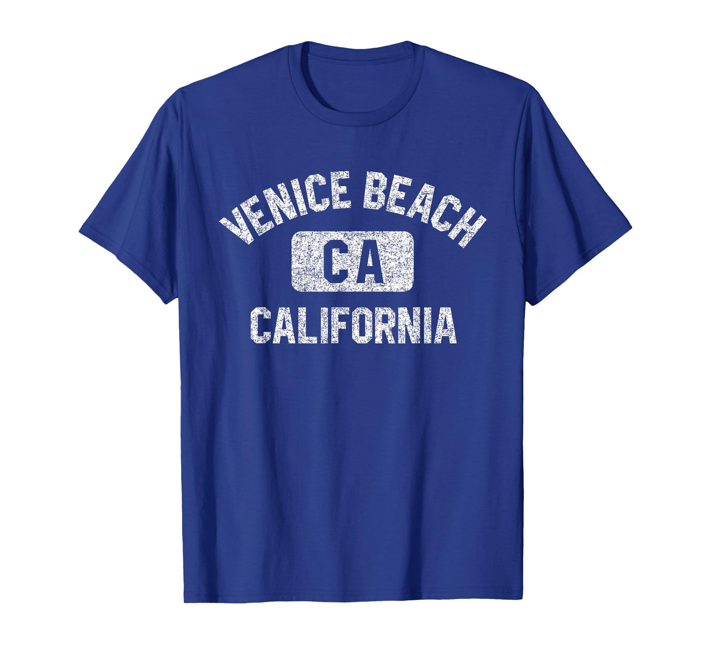Venice Beach California Gym Style Distressed White Print T-Shirt