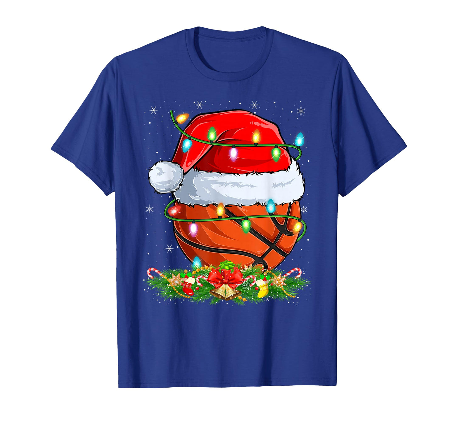 Basketball Christmas Lights Funny Basketball Player Xmas T-Shirt