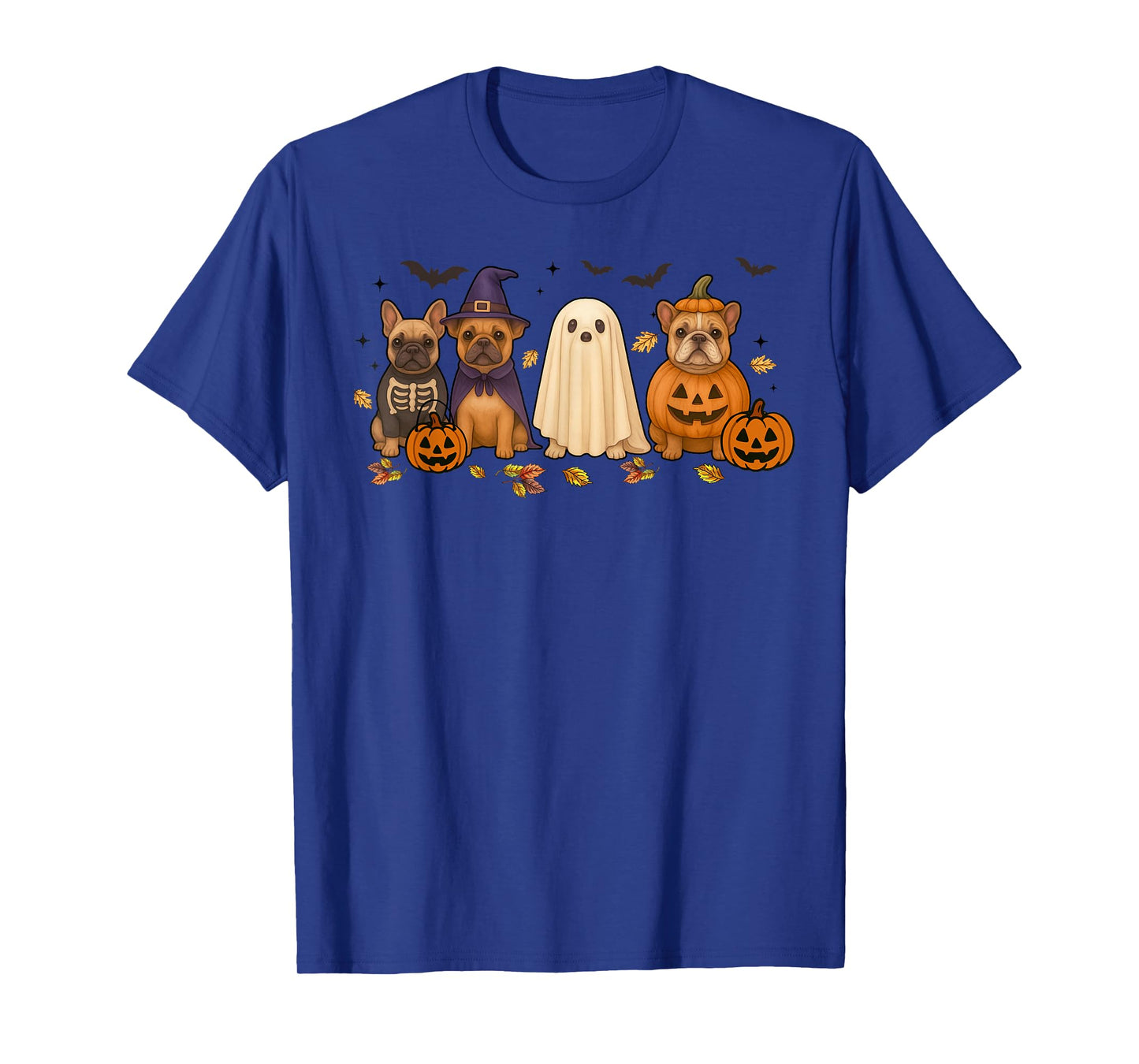 French Bulldog Ghost Witch Pumpkins Halloween Dog Costume T-Shirt