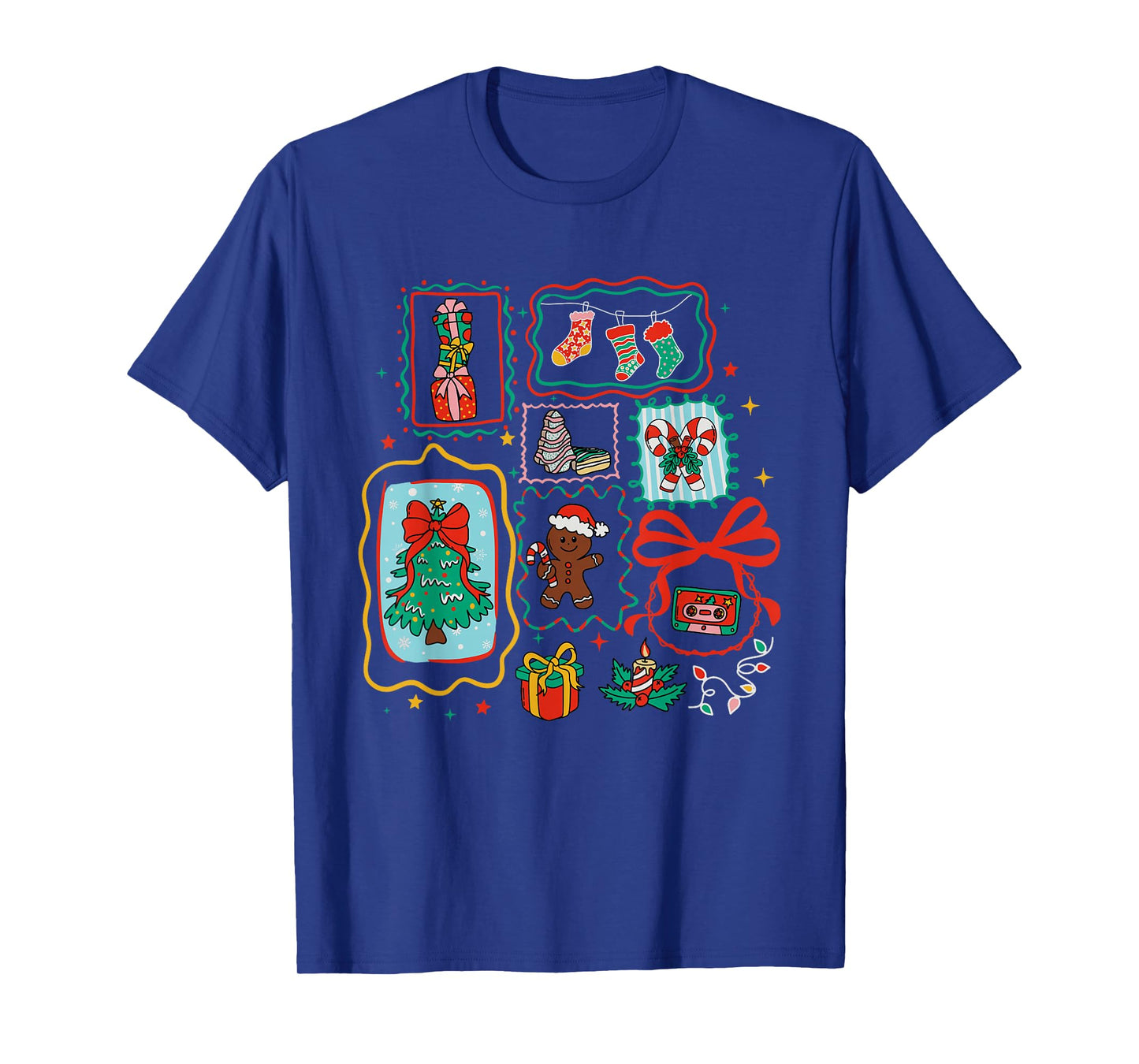 Coquette Bow Santa Christmas Tree Xmas Merry and Bright T-Shirt