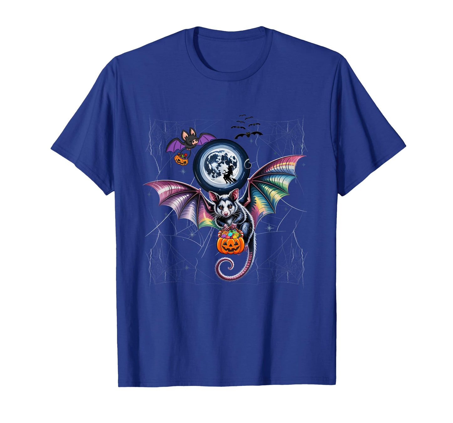 Monster Opossum Bat Witch Riding Stick Possum Halloween T-Shirt