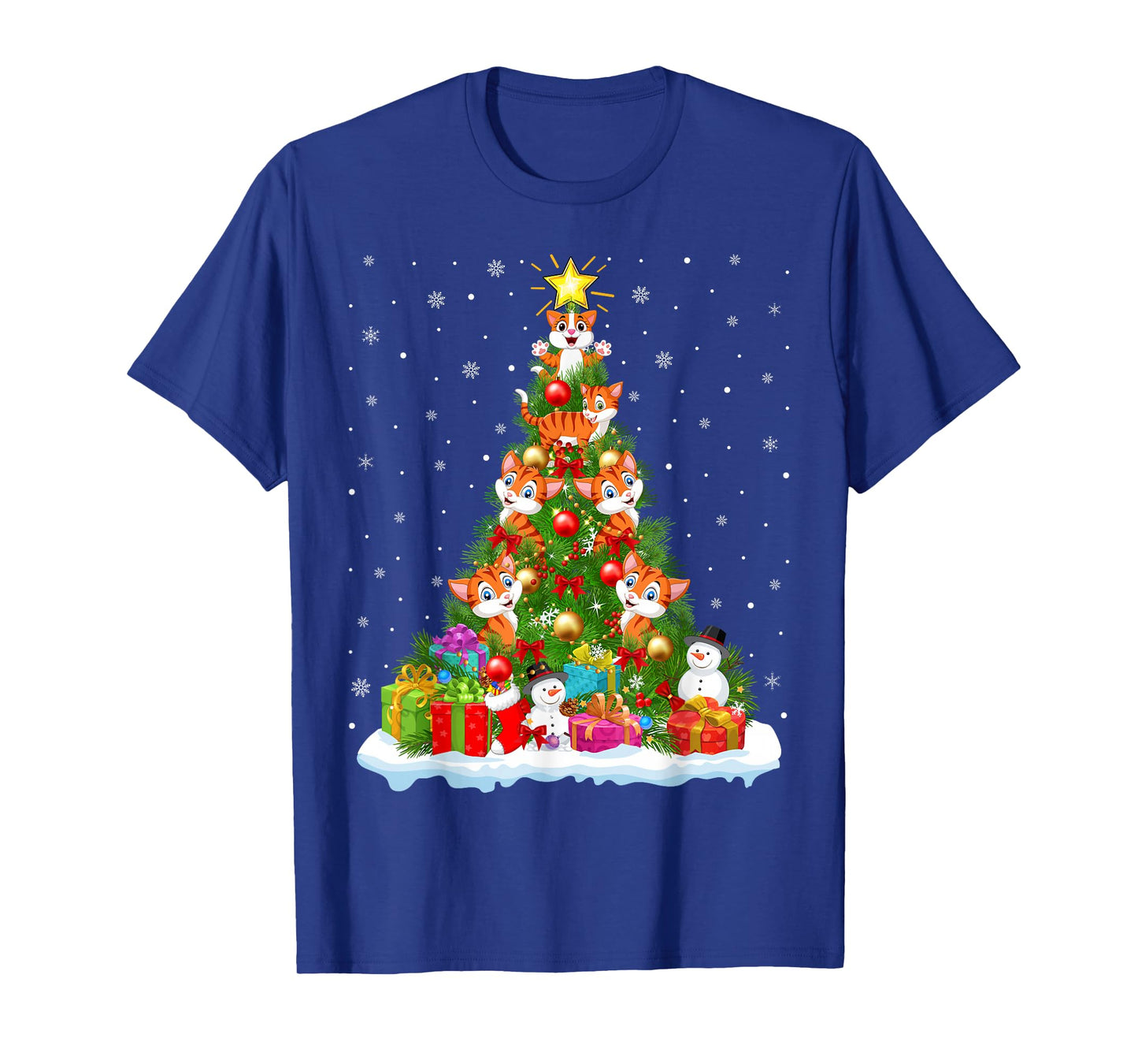 Cute Cats Christmas Tree Holiday Decor Funny Cat Xmas Lights T-Shirt