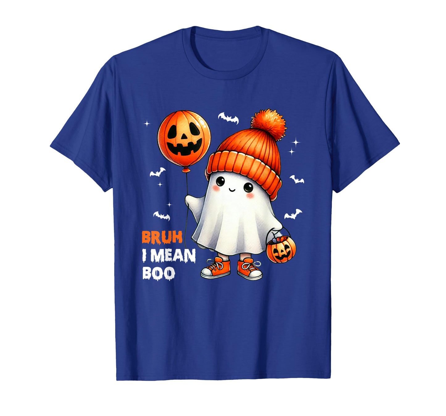 Halloween Bruh I Mean Boo Ghost Skull Pumpkin Boys Kids Men T-Shirt