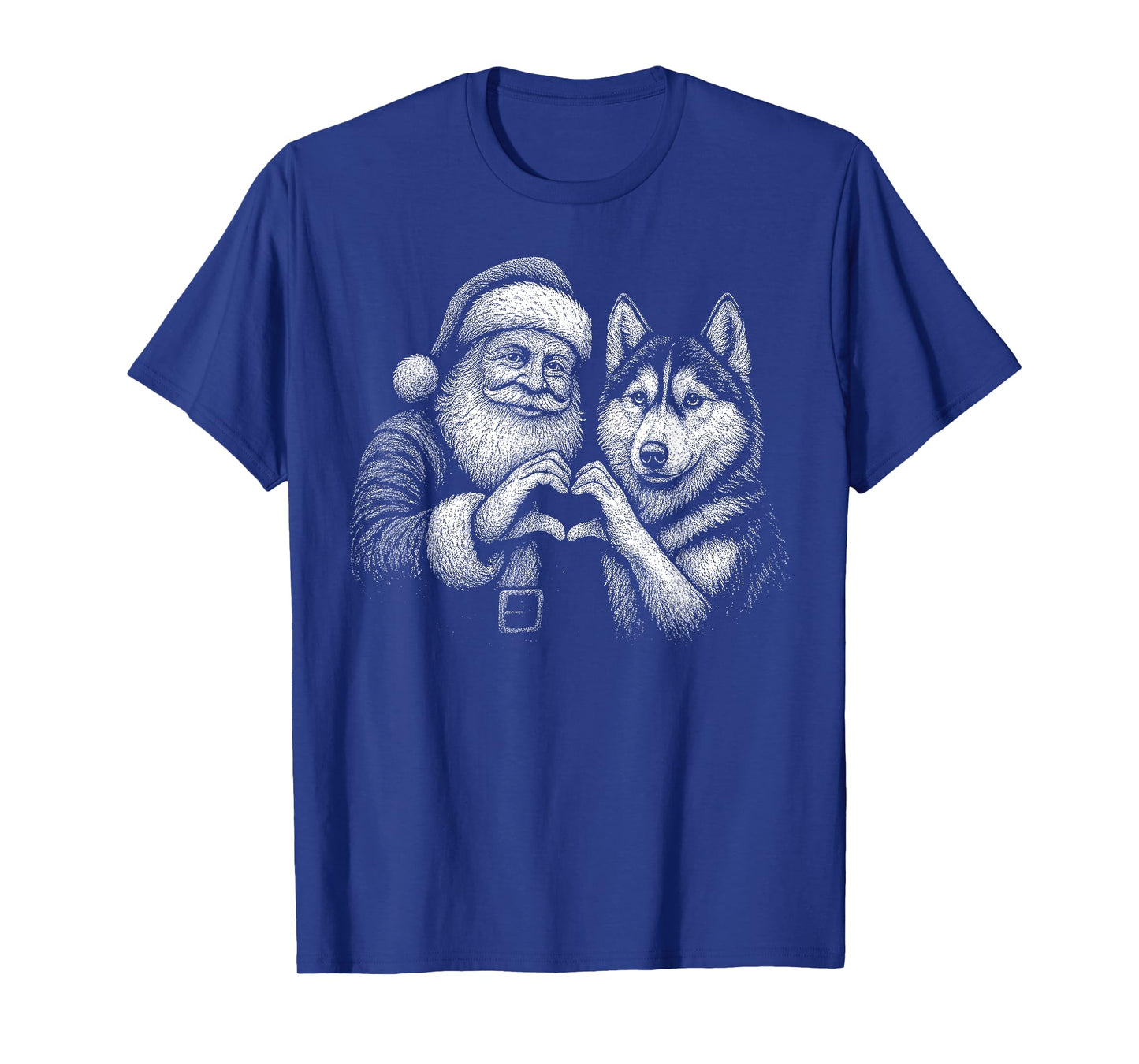 Husky Santa Claus Heart Shape Christmas Dog Lover T-Shirt