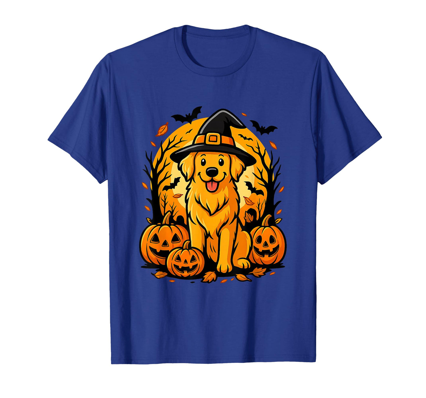 Cute Halloween Golden Retriever Witch Dog Costume T-Shirt