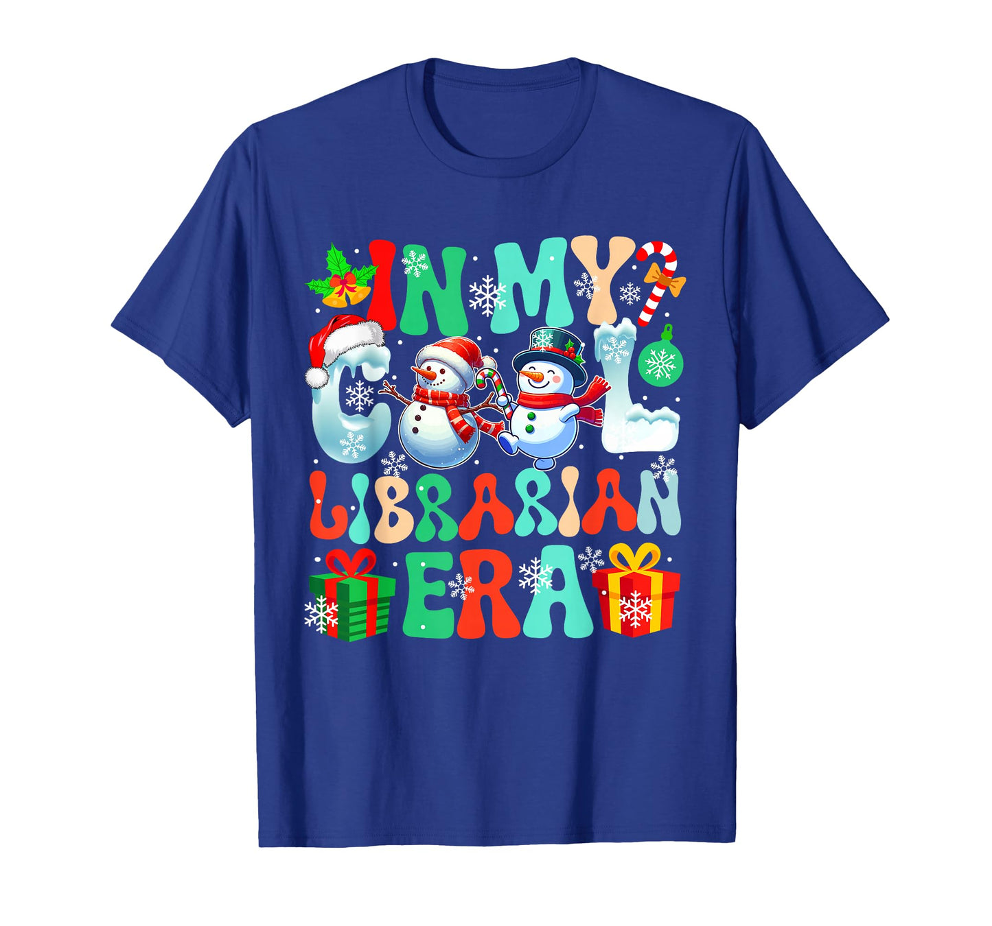 in Librarian Era Xmas Proud Job Santa Snowmen Colorful T-Shirt