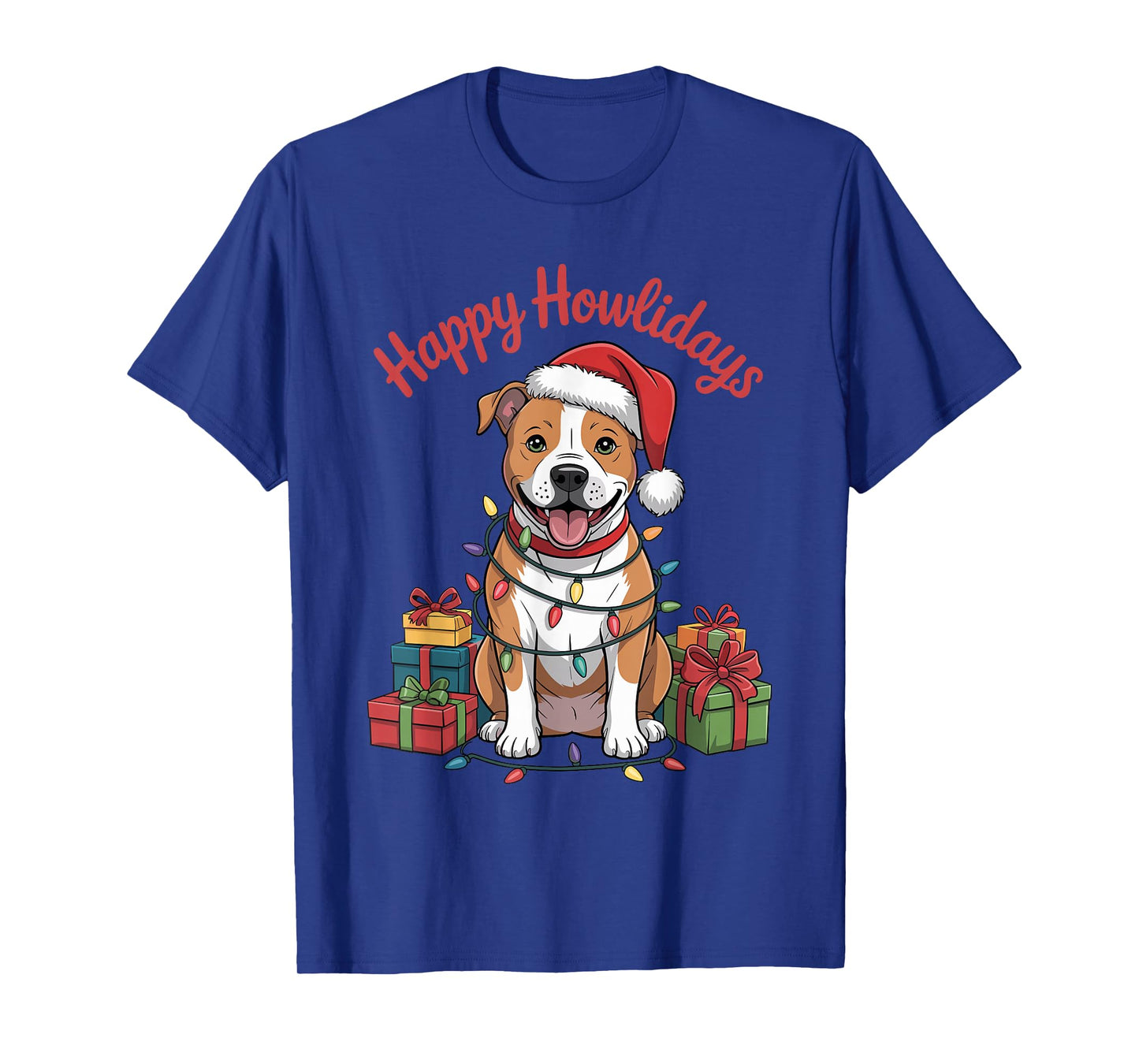 American Staffordshire Santa Hat Christmas Xmas Holiday T-Shirt