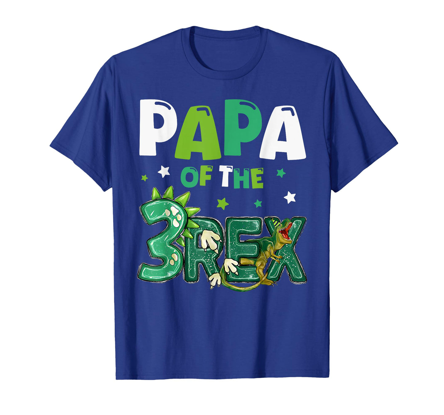 Papa of the Three Rex Birthday Dinosaur Family Matching T-Shirt
