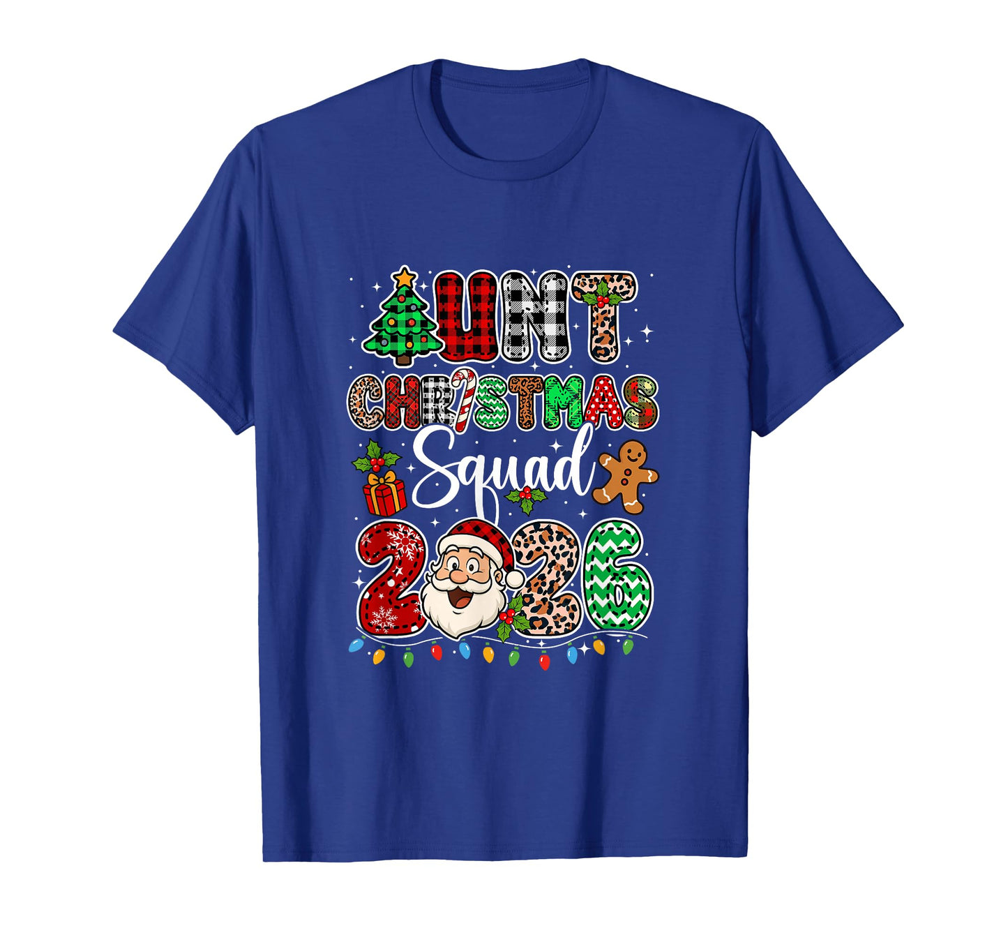 Aunt Christmas Crew 2026 Leopard Funny Santa Family Group T-Shirt