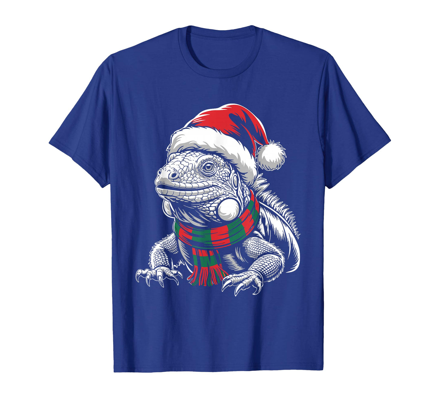 Iguana Xmas Santa Hat Scarf Christmas Costume T-Shirt