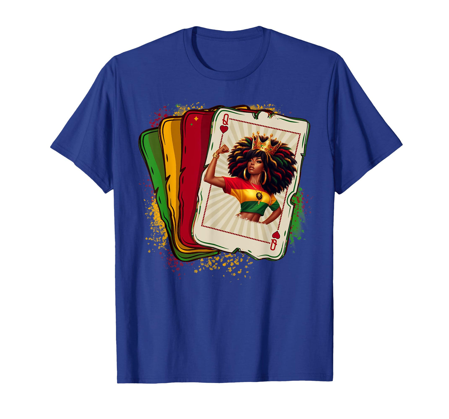 Black Queen Of Hearts Card Deck Game Proud Black History T-Shirt